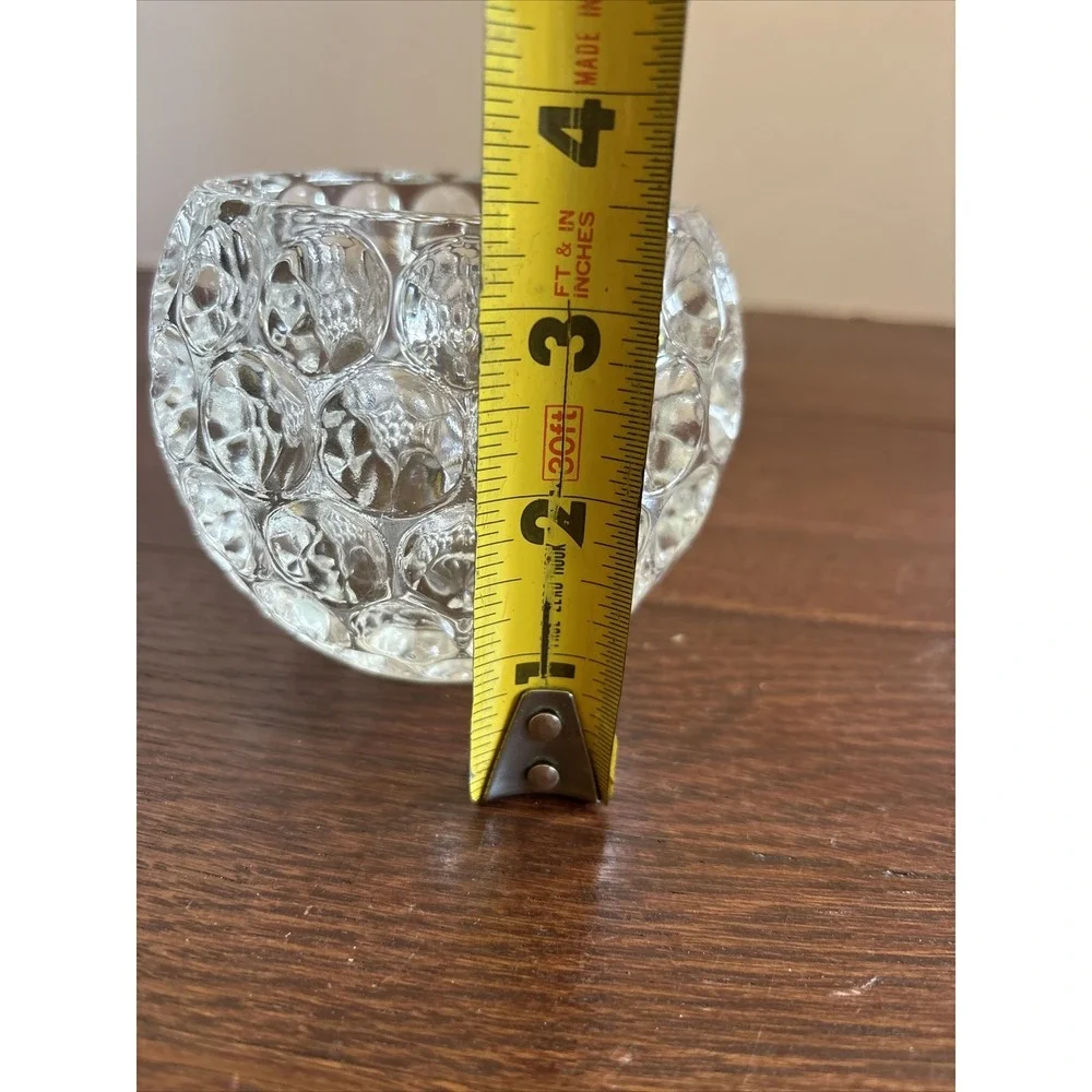 Fitz & Floyd Optic Crystal Glass Votive Candlestick candle holder Coin Dot